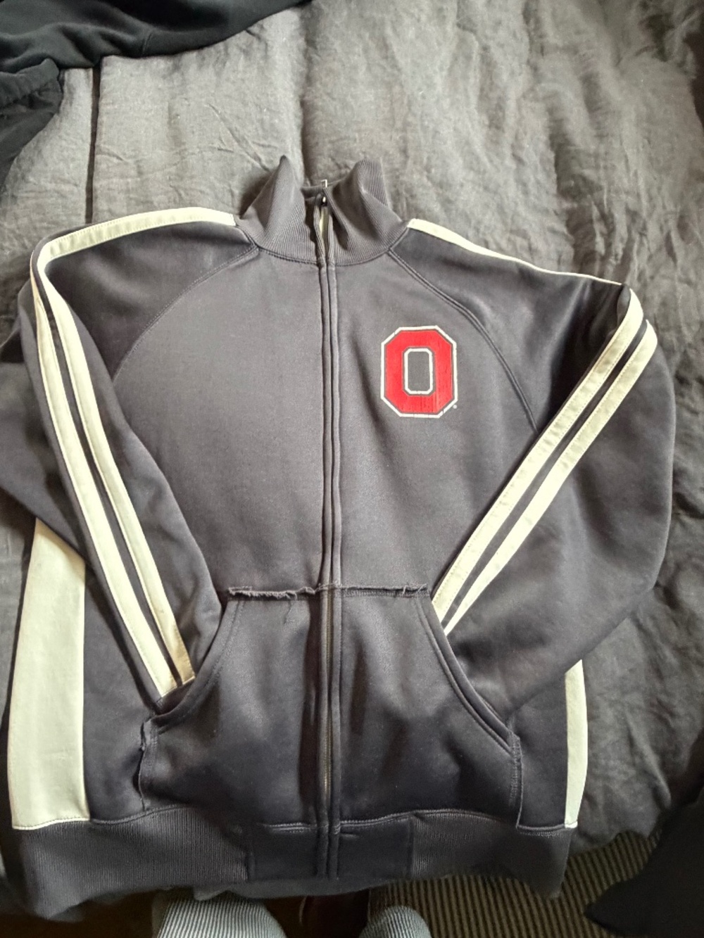 Ohio State Buckeyes Zip-Up Jacket – Gray/White – Size L